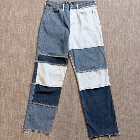Hollister Denim - Hollister Ultra High-Rise Vintage Straight Patchwork Jeans Multi-Tone Blue 7R